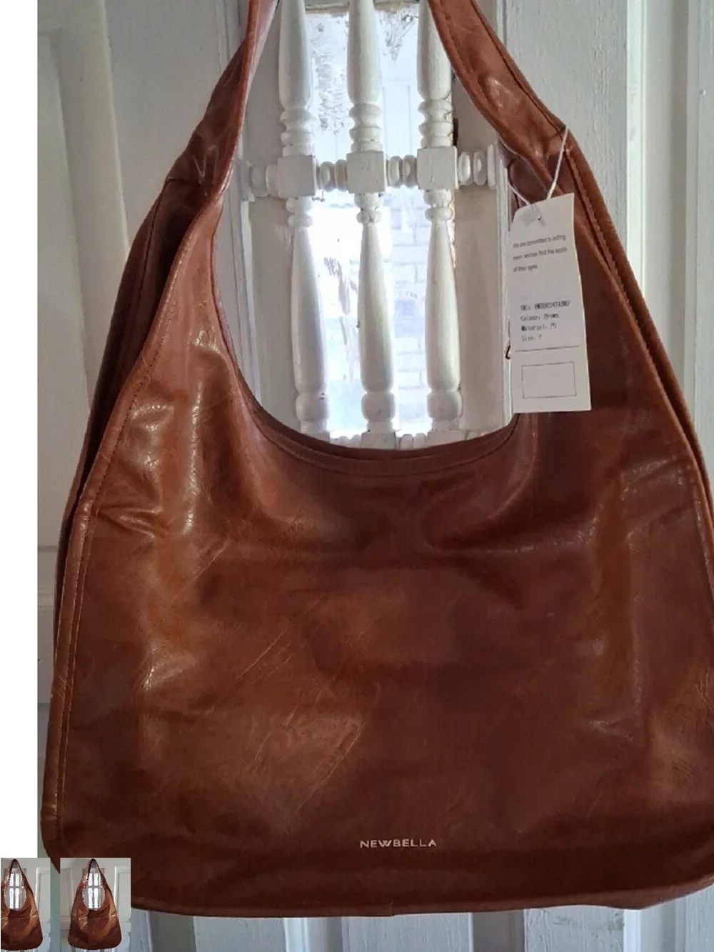 NEWBELLA Cognac Leather Hobo Bag